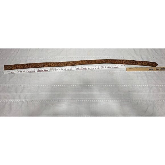 Handcrafted Leather Belt Men's Engraved Eagle Mountain Design Intricate Western - Picture 8 of 8